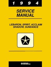 1994 Chrysler Lebaron, Shadow, Acclaim, Sundance Factory Shop Service Manual picture