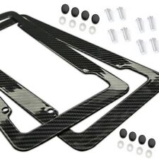 Plastic Carbon Fiber Style License Plate Frames For Front & Rear Braket 2pc Set picture
