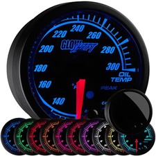 GlowShift Engine Oil Temp Gauge Kit w/ Sensor Sending Unit, Elite 10 Color picture