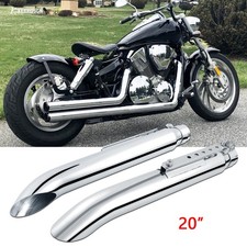 2x Stainless Steel Exhaust Muffler Pipes For Honda VTX1300 VTX1800 Bobber Custom picture