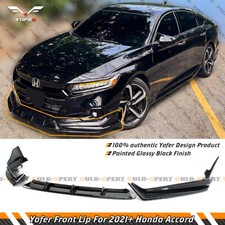For 2021-22 Honda Accord Yofer Painted Gloss Black Front Bumper Lip Splitter Kit picture