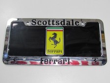 VTG Ferrari Scottsdale Arizona Metal License Plate Frame Tag Dealer Gas Cover AZ picture