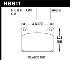 Fits Hawk Wilwood 7912 DTC-30 Race Brake Pads - HB611W.490 picture