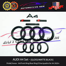AUDI A4 Emblem GLOSS BLACK Grille Ring Trunk Ring Quattro S Line Set Sedan 2020+ picture