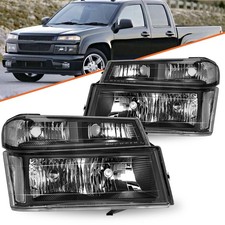 For 04-12 Chevy Colorado GMC Canyon Black Headlights Clear Corner Bumper Lamps picture