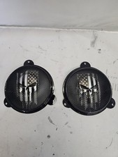HARLEY 14 UP TOURING FAIRING SPEAKER GRILLS COVERS 5.25 Punisher Flag  picture