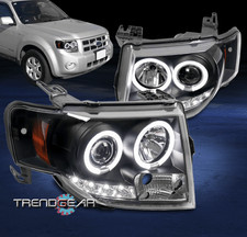 For 2008-2012 Ford Escape LED Dual Halo Projector Headlights Headlamp Black L+R picture