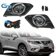 For 2014-2016 Nissan Rogue Front Bumper Fog Lights Lamp+Switch+Bezel Kit Pair picture