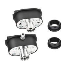 (2) Aluminum Black Finned Oval Air & PCV Breather Combo Valve Cover Nostalgia picture