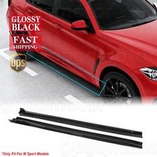 For BMW X6 F16 M Sport 2014-2019 V Style Glossy Black Side Skirts Extension Kit picture