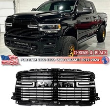 Chrome & Black Front Bumper Grille Grill For 2019-2024 Ram 2500 3500 Tradesman picture