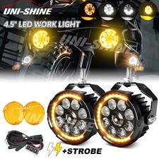 2PC LED Spot Light Auxiliary Fog Lamp Motorcycle Driving Amber White Strobe Pods picture