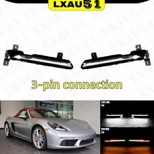 3Pin For Porsche 718 2017-22 Front Bumper LED DRL Fog Light Assembly Pair LH&RH picture