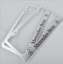 2 pcs -Mercedes Benz- Silver Stainless Steel License Plate Frame  picture