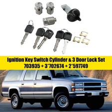 Ignition Switch Cylinder & 3 Door Lock Set W/2 Keys For Suburban Tahoe 1998-99 picture