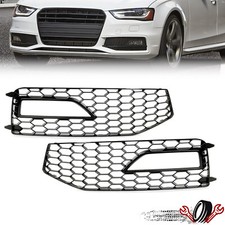 Black Front Honeycomb RS4 Style Fog Light Grill Cover For 2013-2016 Audi A4 B8.5 picture