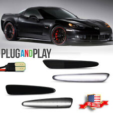 For 2005-2013 Chevy Corvette C6 Smoked White LED Front & Rear Side Marker Lights picture
