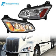 For 2022-2025 Peterbilt 579 Halogen Type Projector Headlights Chrome Pair/Set picture