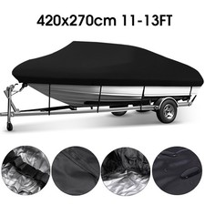 Heavy Duty 210D 11-13FT PU Coating Boat Cover Ski Bass V-Hull Runabouts Anti UV picture