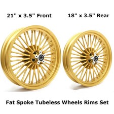 36 Fat Spoke Wheels Gold 21x3.5 18x3.5 for Harley Fatboy Heritage Softail Deluxe picture