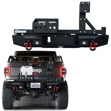 Vijay For 2020-2024 Jeep Gladiator Steel Rear Bumper w/Tire Carrier & LED Light picture