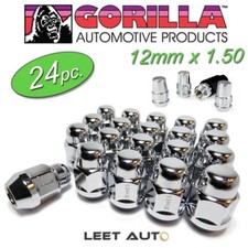 (24pc.) Gorilla Lug Nuts + Wheel Locks combo, 12x1.5 Thread, Bulge Acorn, Chrome picture