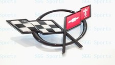 1PC 1997-2004 C5 Corvette Black Front Bumper Only Cross Flags Emblem picture