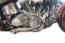 Chrome Wyatt Gatling 2 into 1 Exhaust Pipe Header Kit Harley Davidson V-Twin picture