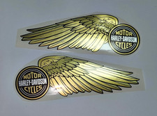 Harley Davidson gold silver wings tank decal sticker set of 2 9.85x3,55