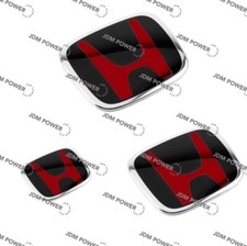Genuine 3pcs Red Black Front Rear Red Emblem Badge For 11th Gen Civic 2022-2026 picture