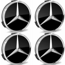 4PCS Mercedes Benz Black & Chrome 75MM Wheel Rim Center Hub Caps AMG OEM Upgrade picture
