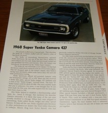 1968 Chevy Yenko Camaro 427 Specs Info Photo 68 SC L72 COPO picture