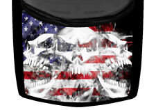 USA Flags Fiery Flames Skulls Fang Truck Hood Wrap Vinyl Car Graphic Decal Fire picture