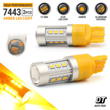 SYNETICUSA 7443 7440 7444 LED Amber Yellow Light Bulbs Turn Signal Parking DRL picture