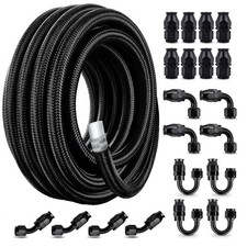 10-30FT 6AN 8AN 10AN Nylon E85 Safe Braided Hose Kit PTFE Fuel Line w/ Fittings picture