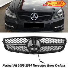 For 2008-2014 Mercedes Benz W204 C250 C300 C350 Front Grille Grill W/LED Emblem picture