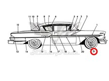 1958 Chevy Biscayne Brookwood Right Lower Fender Trim Molding RESTORED picture