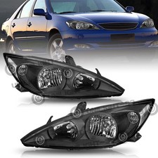 For 2002 2003 2004 Toyota Camry Black Clear Headlights Assembly Pair 02-04 picture