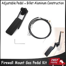 Universal Firewall Mount Gas Pedal Throttle Cable Kit Billet Pedal & Black Cable picture