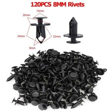 120PCS 8mm Bumper Clips Retainer Auto Car Plastic Rivets Fastener Fender Push picture