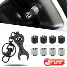 4pcs Hex Fit Lexus Car Tire Wheel Air Stem Dust Valve Caps Cover + Keychain picture