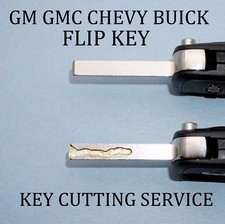 GM GMC CHEVY BUICK FLIP KEY KEYLESS REMOTE TRANSMITTER KEY CUTTING SERVICE picture