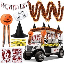 Halloween Golf Cart Decorations Blood Banner Pumpkin Witch Party picture