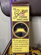 VTG 60/70s The Sportster Steering Wheel Cover Brown Leather Cord Rope Rare picture