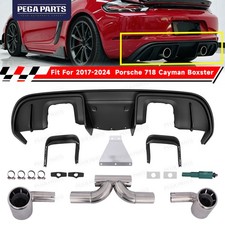 Fit 17-24 Porsche 718 Cayman Boxster Rear Lip Diffuser GT4 Style w/Exhaust Tips picture