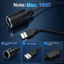5V USB to 12V Car Cigarette Lighter Socket Adapter, Power Bank Converter for Car picture