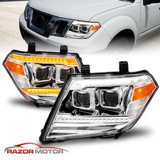 2009-2020 For Frontier LED DRL Switchback Sequential Signal Chrome Headlights picture
