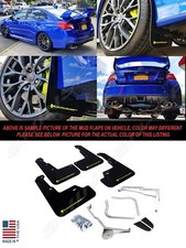 Rally Armor UR Black Mud Flaps w/ Caliper Green Logo for 2015-2021 WRX & STI picture