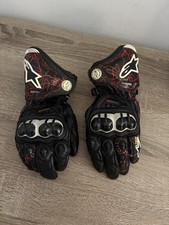 Alpinestars GP Pro Leather Motorcycle Racing Gloves Medium Black Red Gauntlet picture