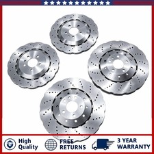 Fit For RS7 14-16 Set of Front & Rear Vented Drilled Dimpled Disc Brake Rotors picture